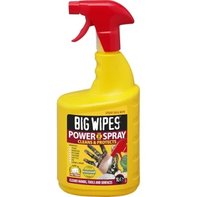 Image of Big Wipes Power Spray 1L, Fast Acting Specialist Cleaning for Surfaces, Tools &amp; Hands. Biodegradable, Ideal Larger Surface Areas, 4 Bio based Solvents, Skin Kind, Fresh Fragrance