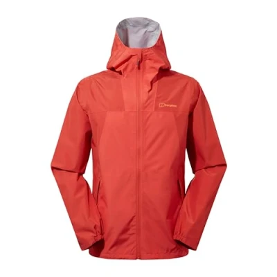 Image of Berghaus Mens Deluge Pro Waterproof Shell Jacket, Adjustable, Durable Coat, Rain Protection, Apricot Flame/Apricot Spice, XS EU