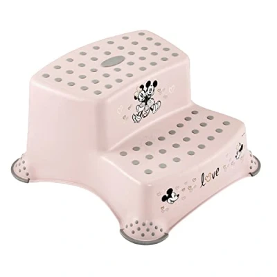 Image of keeeper Minnie Step Stool With 2 Steps, For Children From approx 3 to 14 Years Old, Anti Slip Design, Igor, Nordic Pink