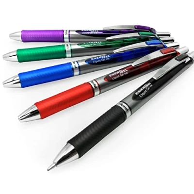 Image of Pentel Energel BL80 Retractable Liquid Gel Ink Rollerball Pen 1.0mm 1 of Each Colour Pack 5