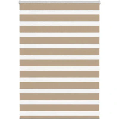 Image of vidaXL Zebra Blind Sand Brown 95x100 cm Fabric Width 90.9 Polyester