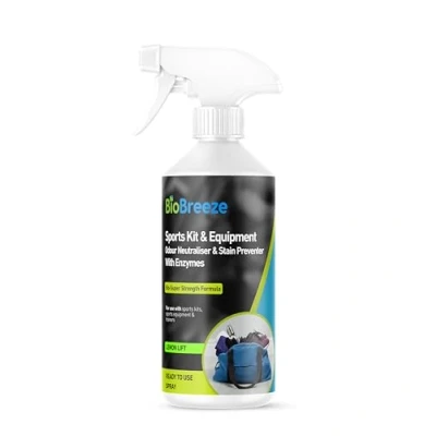 Image of BioBreeze Sports Kit Equipment Odour neutraliser Stain Preventer Lemon Spray with Enzymes For Kits, Gym Bags &amp; Trainers Shoe Freshener Sweat Eliminator 500ml