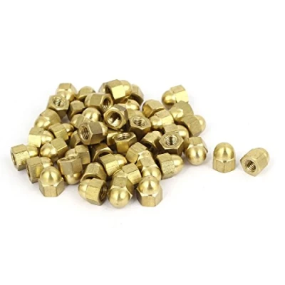 Image of Sourcingmap Acorn Hex Cap Nuts 50Pcs M5 Dome Brass Hexagon Decorative Nut for Screws Bolts Tone