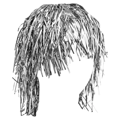 Image of Unisex SIlver Tinsel Wig, 1 Pc. Dazzling Design, Perfect Accessory for Costume Parties, Music Festivals, Clowns and Circus, Hen Party, New Years Eve, &amp; More