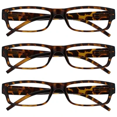 Image of The Reading Glasses Company Brown Tortoiseshell Lightweight Comfortable Readers Value 3 Pack Designer Style Mens Womens UVR3PK032BR +2.00