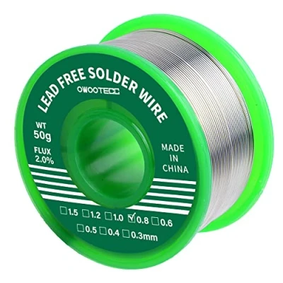 Image of Owootecc Solder Wire, 0.8 mm 50 g Soldering Wire Sn99.3 Cu0.7,Lead Free with Rosin Core for Electric and DIY