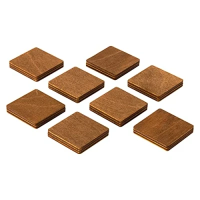 Image of Wooden Refrigerator Magnets, Decorative Office Square Fridge Magnets. Brown large size