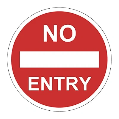 Image of No Entry Safety Floor Sign, Hard Wearing Non Slip/Abrasive Lamination, R9 Grade For Slip Resistance, High Strength Adhesive Backing, 400mm Diameter