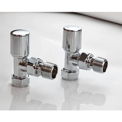 Image of Greenedhouse Malmo Chrome Angled Towel Rail Valve. 15mm /1/2&#039;&#039; Radiator Valve