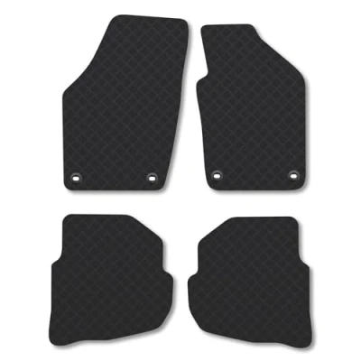 Image of 5mm Rubber Car Mats Compatible With VW Polo (2004 2009) Tailored Fit Floor Set Accessory Custom Anti Slip Backing Heavy Duty Waterproof Easy Clean Durable All Weather Full Coverage