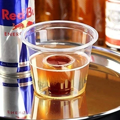 Image of We Can Source It Ltd 200 x Bomb Cups 25ml CE Marked Clear, Polypropylene, Crushable, Recyclable. Shot Cups, Shotz, Ideal for Red Bull &amp; Jagermeister