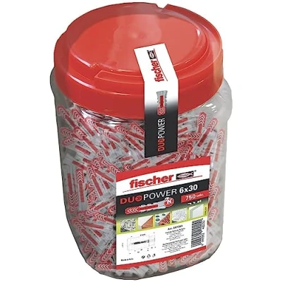 Image of fischer 557383 DUOPOWER Cleats, Grey/red, 6x30/750uds