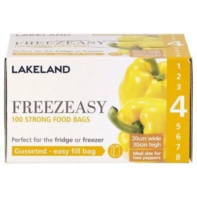 Image of Lakeland Freezeasy Food Freezer Bags, Gusseted, 20 x 30cm, Pack of 100