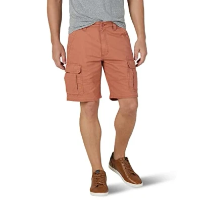 Image of Wrangler Authentics Men&#039;s Classic Relaxed Fit Stretch Cargo Shorts, Copper Brown, 36 UK
