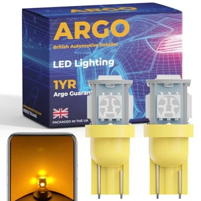 Image of 24v 501 Led Bulbs 5 Smd Xenon Amber Side Indicator Lorry HGV Interior Upgrade Map Dome Courtesy 194 168 T10 W5w Bulb Marker Light Turn Signal