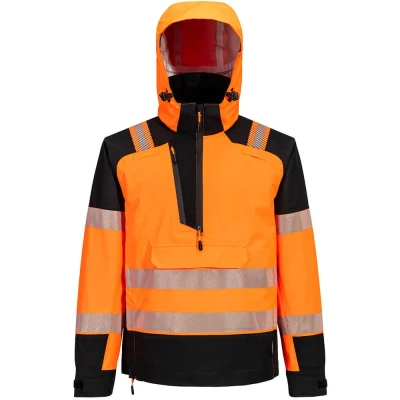 Image of Portwest PW3 Hi Vis Overhead Rain Jacket (3L) Orange/Black 4XL