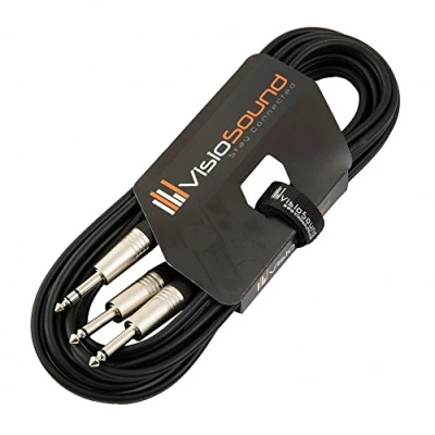 Image of 6.35mm 1/4&quot; Stereo TRS Jack to 2 x Mono Insert Cable/Y Lead 5m