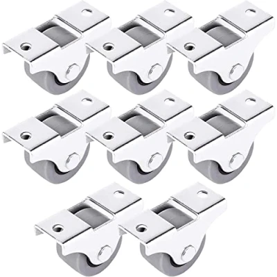 Image of SKIR&#039;CO (Pack of 8 pcs) Small 25 mm Furniture Castors, Rubber Wheels, Non Swivel, Fixed Casters, One Way Direction (8)