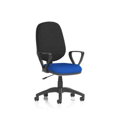 Image of Eclipse Plus I Lever Task Operator Chair Black Back Bespoke Seat with Loop Arms In Stevia Blue