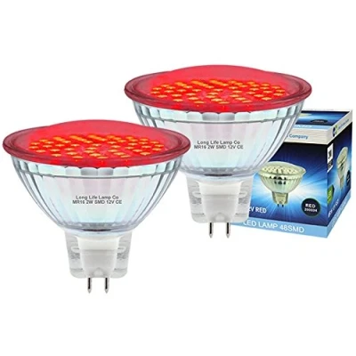 Image of 2 x 12v LED MR16 Red 2w Low Voltage Spot Light Bulb GU5.3