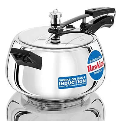 Image of Hawkins Contura 5 Litre Pressure Cooker, Stainless Steel Handi Induction Silver (SSC50)