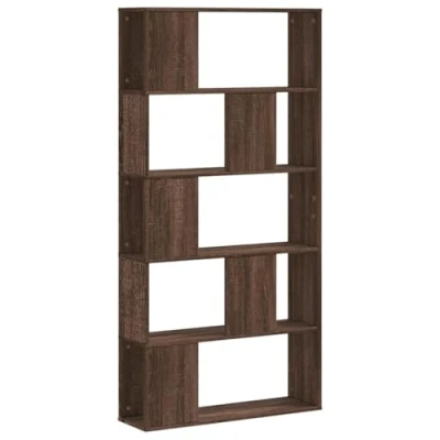 Image of vidaXL Bookcase 5 Tier Brown Oak 45x23.5x162.5 cm Engineered Wood