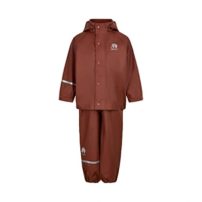 Image of Celavi Unisex_Child Basic Rainwear Set Solid PU Rain Jacket, Tortoise Shell, 100 cm