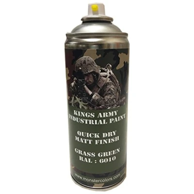 Image of Kings Army Grass Green Ral 6010 Industrial Military Matt Spray Paint 400ml Vehicle Paint, Airsoft, Paintball, Model Maker Fishing