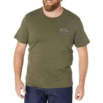 Image of True Religion Men&#039;s Buddha Logo Short Sleeve Tee T Shirt, Militant Green, S UK