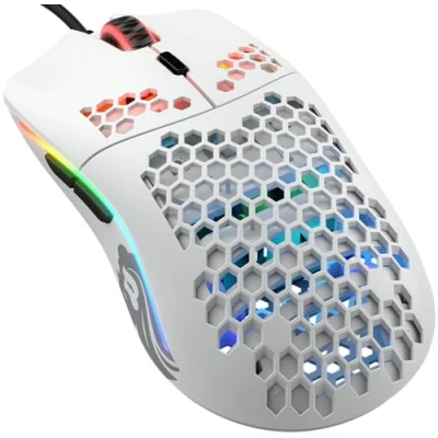 Image of Glorious Gaming Model O (Small) Compact Wired Mouse 58g Superlight Honeycomb Design, RGB, Pixart 3360 Sensor, Ambidextrous, Omron Switches Matte White