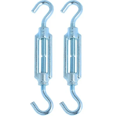Image of 2x Heavy Duty Plated Steel M6 Turnbuckles Hook To Rope Wire Tensioning
