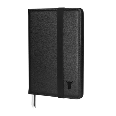Image of TORRO Passport Holder Genuine Leather Cover with Elasticated Closure Strap (Black)