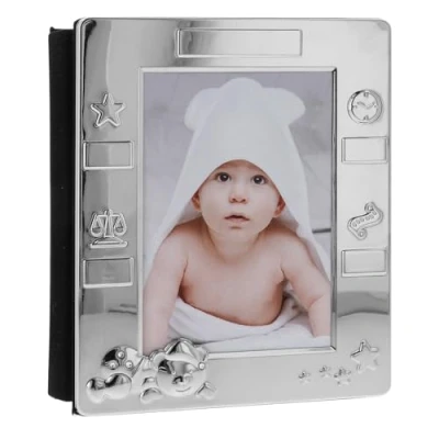 Image of Shudehill Giftware Satin Silver Teddy Bear Engraving Photo Album 4x6