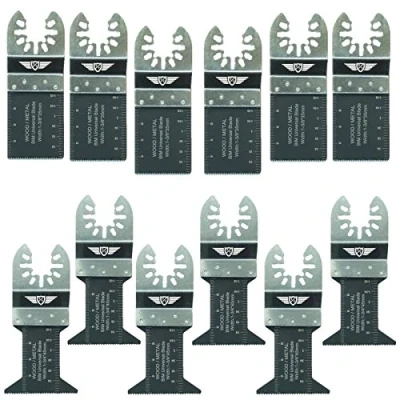 Image of 12 x TopsTools FAK12BMX Fast Fit Bi Metal Blades Compatible with Dewalt Stanley Black and Decker Bosch Fein (Non StarLock) Makita Milwaukee Hitachi Parkside Ryobi Worx Workzone Multitool Accessories