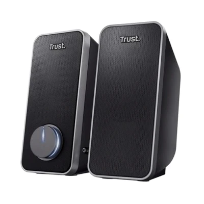 Image of Trust Arys 2.0 PC Speakers, 28 W Peak Power, 3.5 mm Aux, USB Powered, Volume Control, Headphone Connection, Stereo Computer Speaker Set for Desktop, Laptop, Tablet, Phone Black [Amazon Exclusive]