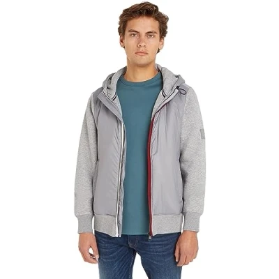 Image of Tommy Hilfiger Men&#039;s Hoodie with Zip, Grey (Light Heather), S