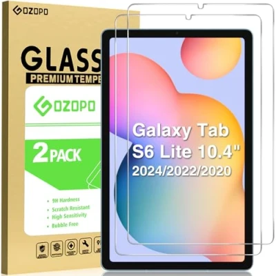 Image of GOZOPO [2 Pack Screen Protector for Samsung Galaxy Tab S6 Lite 10.4&quot; 2024/2022/2020 SM P610/P615 9H HD Tempered Glass Film 10.4