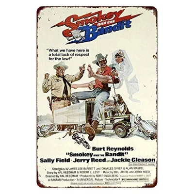 Image of KENSILO Tin Sign Smokey and The Bandit Movie Poster Burt Reynolds Reproduction Metal Vintage 8 x 12 inches