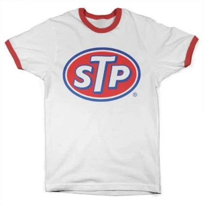 Image of STP Officially Licensed Classic Logo Ringer Mens T Shirt (White Red), Large