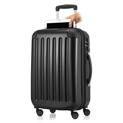 Image of Haputstadtkoffer Hand luggage Hard shell trolley Rolling suitcase 4 double rolls, Roller Case, 55 cm, 42 liters, Black (Schwarz)