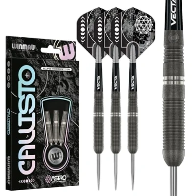 Image of WINMAU Darts Callisto 26g 90% Professional Tungsten Steel Tip Set with Dart Flights and Shafts (Stems)