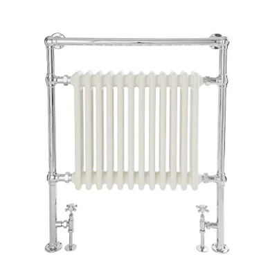 Image of Milano Elizabeth Chrome White Heated Towel Rail 930mm x 790mm