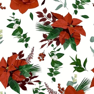 Image of 20 Napkins Christmas Poinsettia Natural Table Decoration Paper with Motif Also for Decoupage and 33 x cm