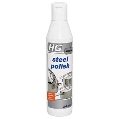 Image of HG 2 X Steel Polish 250ml is a Stainless which Cleans and Protects Kitchen worktops, Pans, Utensils Much More