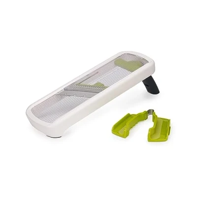 Image of Joseph Multi Grip Kitchen Mandoline, Adjustable Fruit and Vegetable Slicer, 3 Slice &amp; 2 Julienne thickness, with precision food grip, White