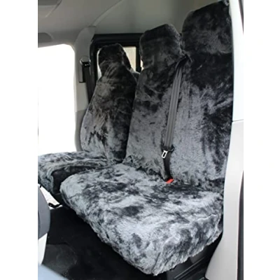 Image of Carseatcover UK® PLAIN GREY Faux Fur Van Seat Covers Fits Most Vans Single &amp; Double