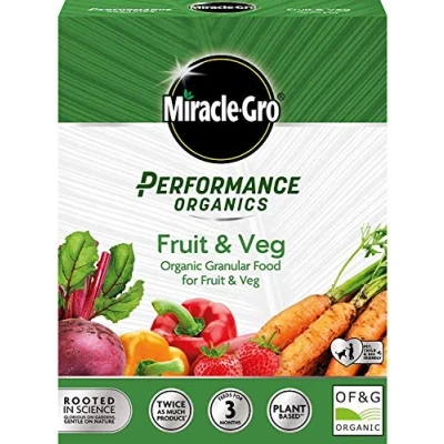 Image of Miracle Gro 2 x Performance Organics Plant Food 1KG (Bee, Pet &amp; Child Friendly) Granular Fruit Veg Food, Grey