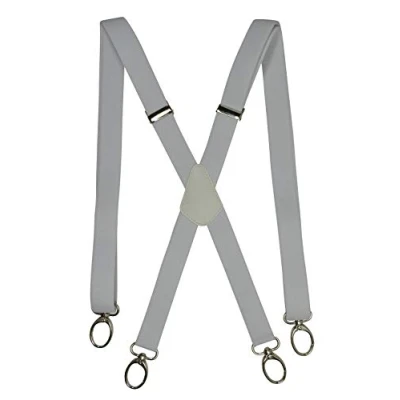 Image of Olata X Shape Skinny Style Unisex Braces/Suspenders with Carabiner Clips 2.5cm. White