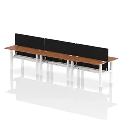 Image of Air B2B 1400x600mm Adjustable 6P Bench Desk CP Walnut/White + Screen
