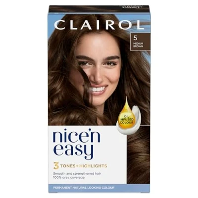 Image of Clairol Nice&#039;n Easy Crème, Natural Looking Oil Infused Permanent Hair Dye, 5C Medium Cool Brown, 1 Count (Pack of 1)